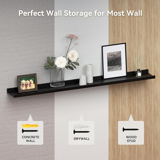 Boswillon 55.1 Inches Long Floating Shelves, 2 Set Modern Wall Shelf - Image 6