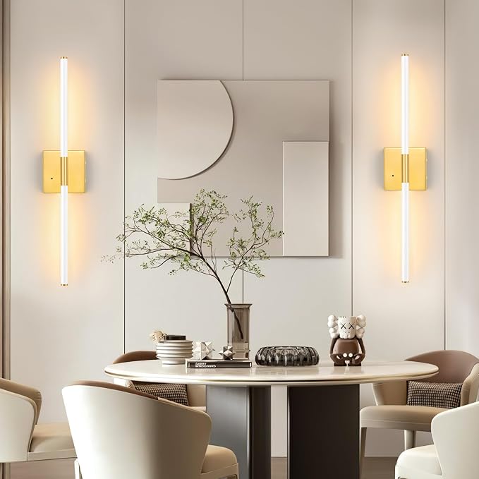 Morauroral 30 Inch White Gold Battery Operated Wall Sconces Set of 2, Dimmable - Image 8