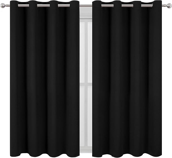 LEMOMO Black Blackout Curtains 52 x 63 Inch Length/Set of 2 Curtain - Image 2