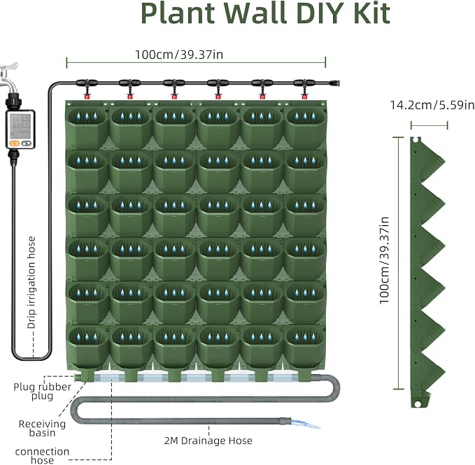 Self Watering Wall Mounted Vertical Planter, 36 Pots Wall Planter Indoor - Image 3