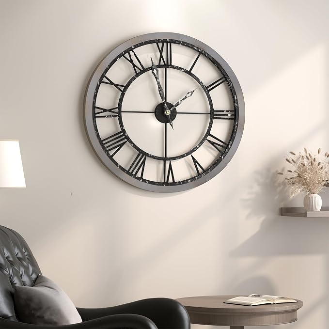 Cuspin Large Wall Clock for Living Room Decor, 24 Inch Round Farmhouse Wall by Cuspin
