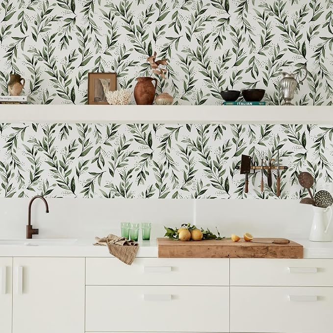 Livebor Green Leaf Wallpaper Peel and Stick Olive Leaf Contact Paper 17.7inch x - Image 8
