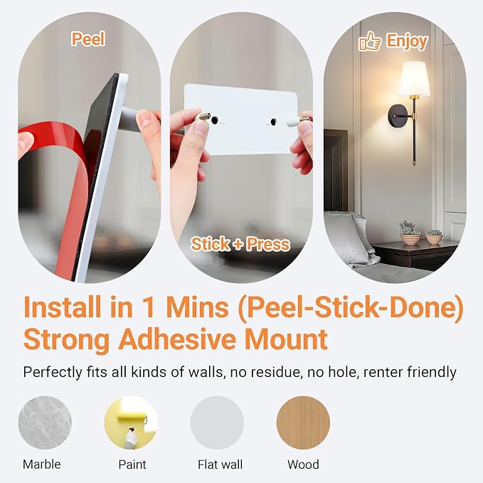 Peel and Stick Wall Sconces, Stick On Wall Sconce Set of 2, Battery Operated - Image 3
