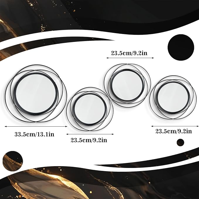 4 Set. Circle Mirrors for Wall Decor for Living Room Bedroom Bathroom Entryway - Image 6