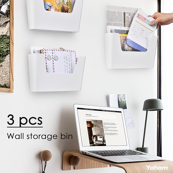 YOHOM Adhesive File Holder Plastic Document Folder Door No Drilling Mount Mail - Image 2