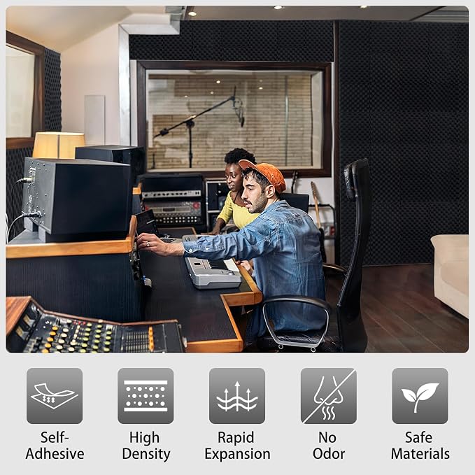 SD SODOCT 24 Pack Self-Adhesive 12" X 12" X 1.2" Egg Crate Soundproof Wall - Image 2