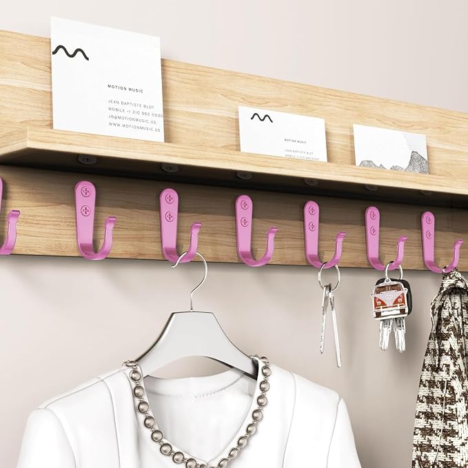 BREYDROK 20PCS Pink Heavy Duty Single Prong Metal Wall Hooks - Image 7