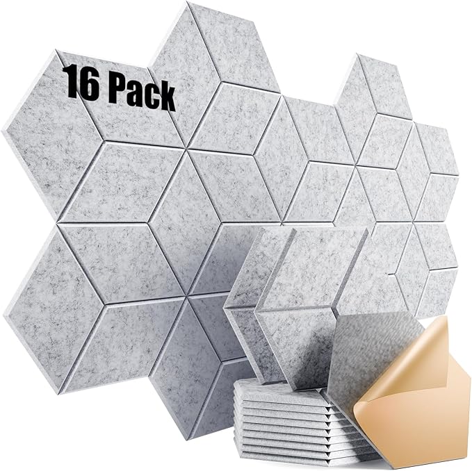 16 Pack Self-adhesive Acoustic Panels 12" X 10" X 0.4" by Dailycooper