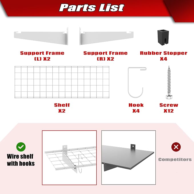 WALMANN 2 Pack Garage Wall Shelves, 45x15 inch Wall Mounted Storage Shelves - Image 7