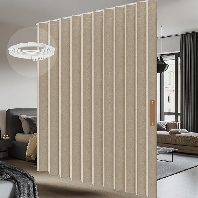Room Divider Curtain Sets with Flexible Ceiling Track, Privacy Soundproof by AJAZZ