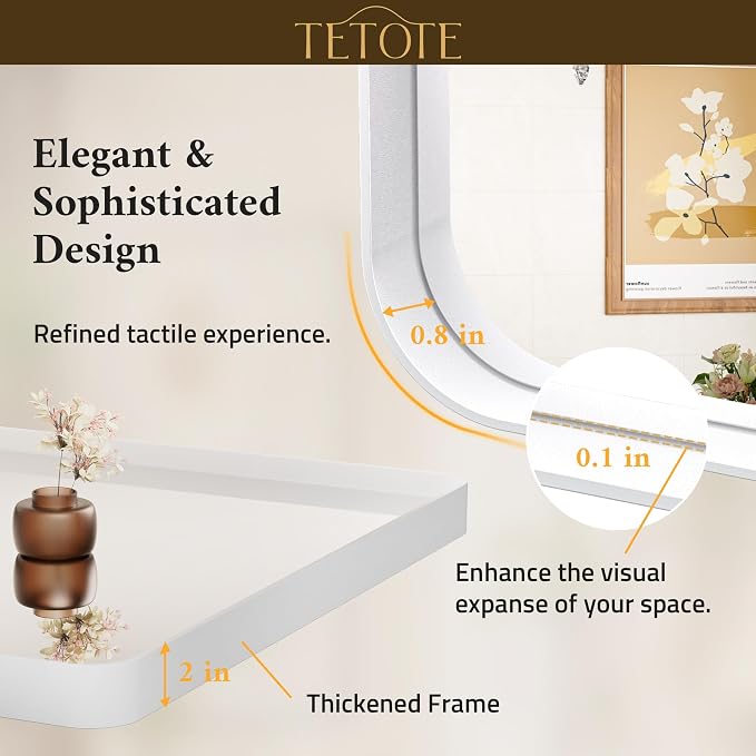 TETOTE 40 x 30 White Frame Mirror - Image 4