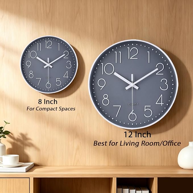 jomparis Wall Clock 12 Inch Non-Ticking Silent Battery Operated Round Wall - Image 4