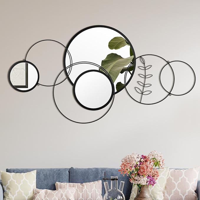 Hicarer Wall Mirror Decorative 41.34'' x 17.72'' Round Modern Metal Wall by Hicarer