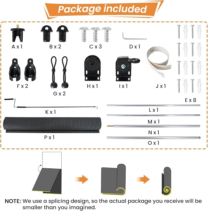 8'W x 8'H Gray Patio Shades Roll up Outdoor Roller Shade Crank Wand Blind - Image 8