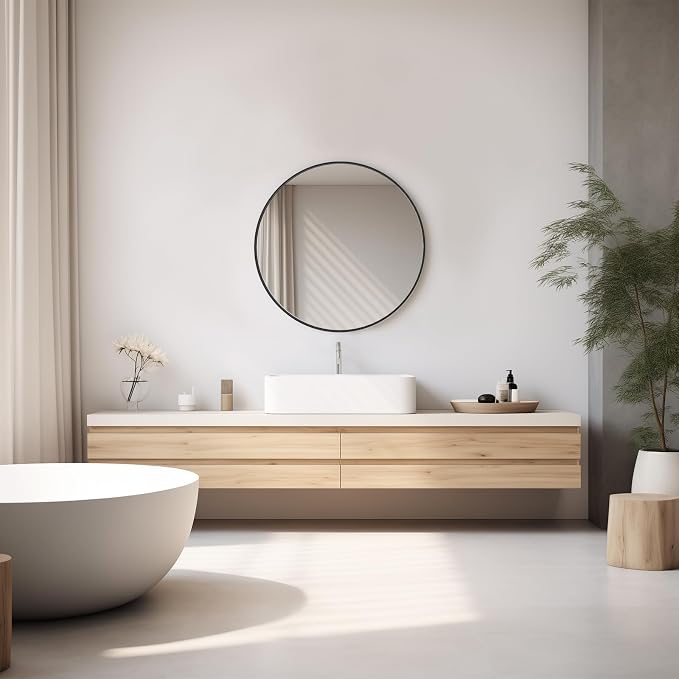 DUMOS Black Circle Mirror for Wall 20.02 inch, Bathroom Round Mirror for Over - Image 5