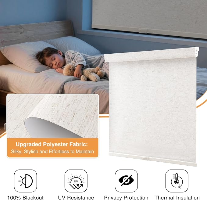 AOSKY No Drill Cordless Blackout Roller Shades - Image 6