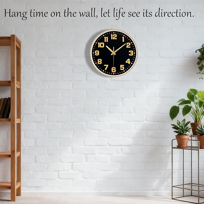 Modern Silent Wall Clock, 12 Inch Non-Ticking Battery Operated Clock, Round - Image 2