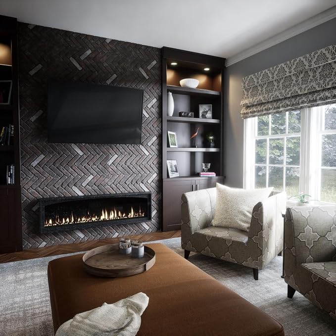 EverStone Herringbone Faux Brick Panel, 46 1/2"W x 25 1/4"H x 1"D, French - Image 11