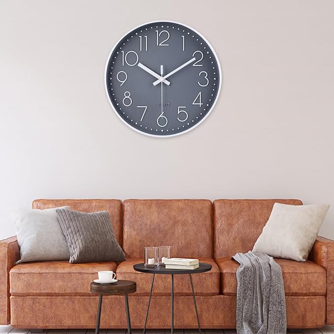 jomparis 16 Inch Gray Large Wall Clock Silent Modern Elegant Decor - Image 5