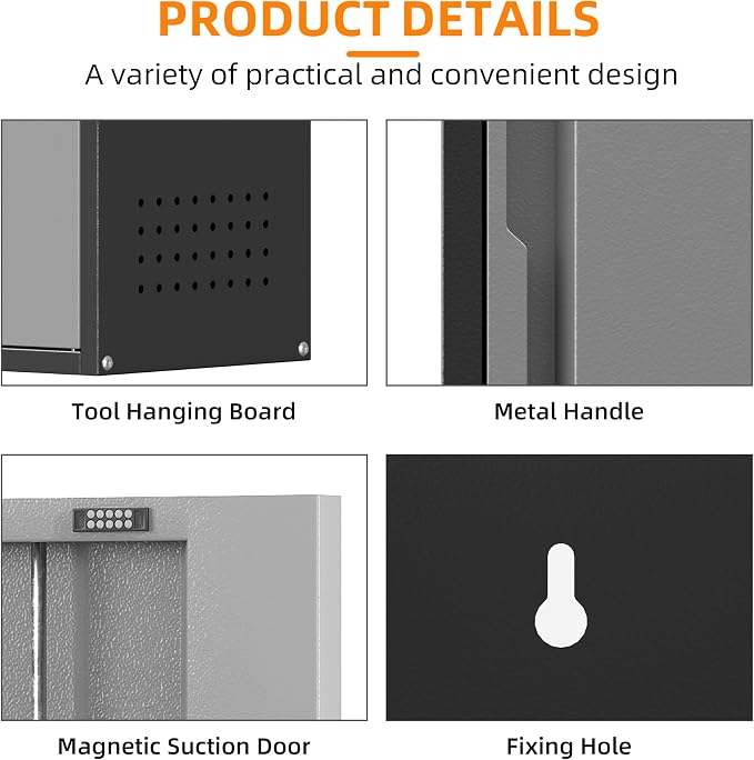 Metal Garage Wall Cabinet with 1 Door, 13.78'' Wide Wall Mounted Tool Cabinets - Image 6