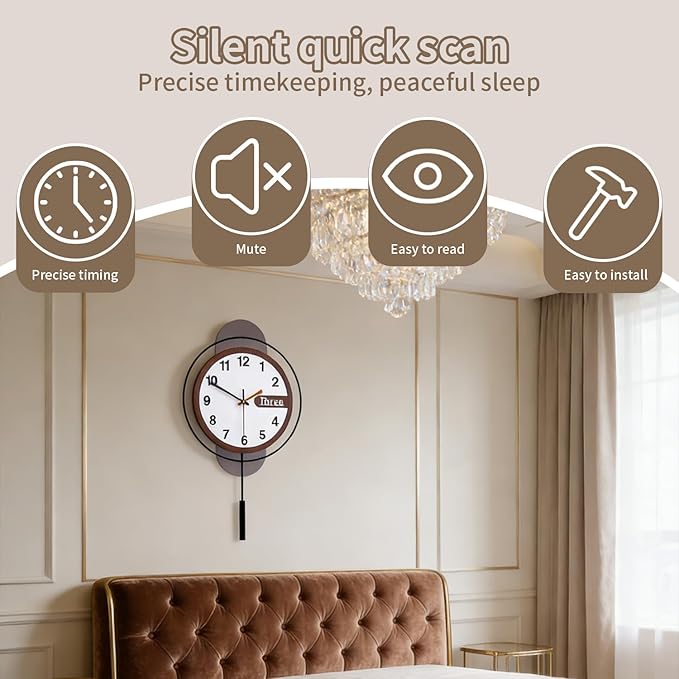 Dankeit Modern Wall Clock with Oak Wood Dial and Silent Movement, 12.6x22.8 - Image 4