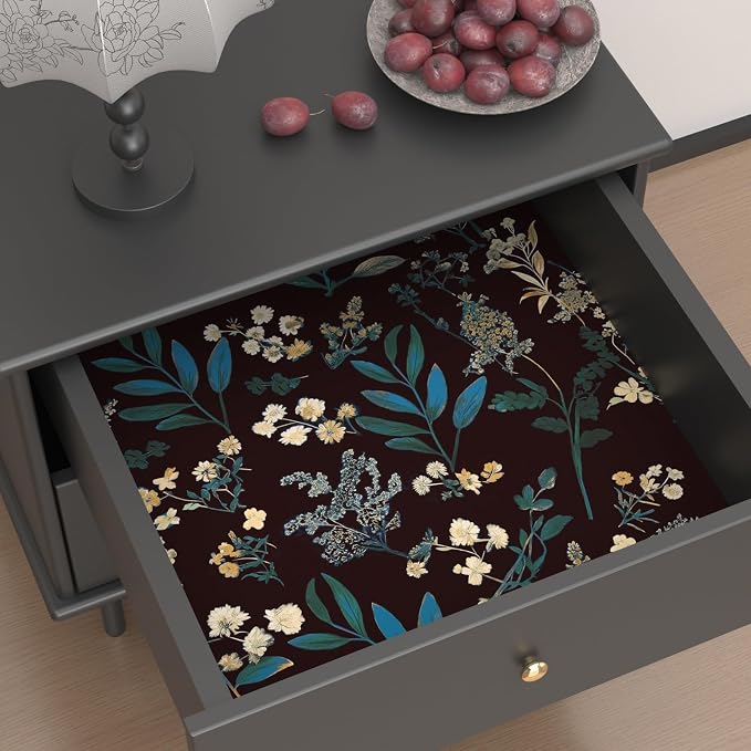 Laatse Vintage Green Wallpaper Peel and Stick Dark Floral Wallpaper 17.5'' x - Image 2