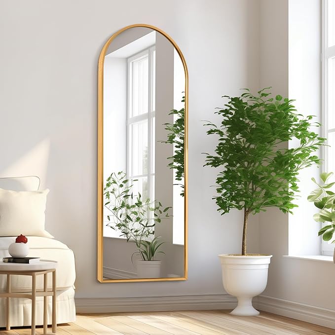 Wall Mirror Full Length Metal Aluminum Framed Floor Mirror 48"x12" Arched Large - Image 5