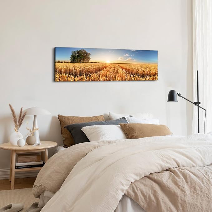 Sunset Forest Wall Art Nature Wheat Field Landscape Pictures Wall Decor - Image 4