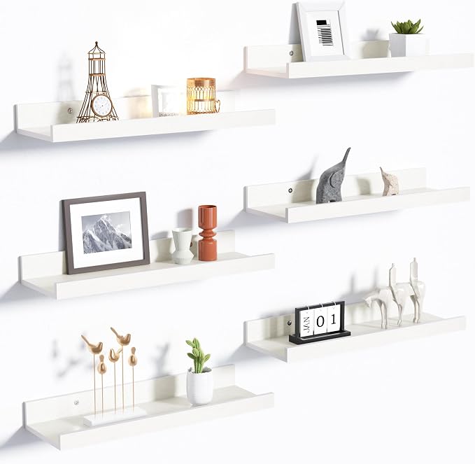 upsimples Floating Shelves for Wall, Wall Shelves for Decor Storage Set of 6 by upsimples