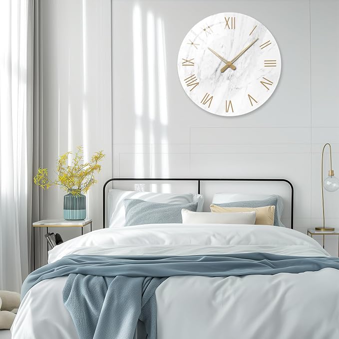 24 Inch White Minimalist Glass Wall Clocks Battery Operated Extra Large Wall - Image 5