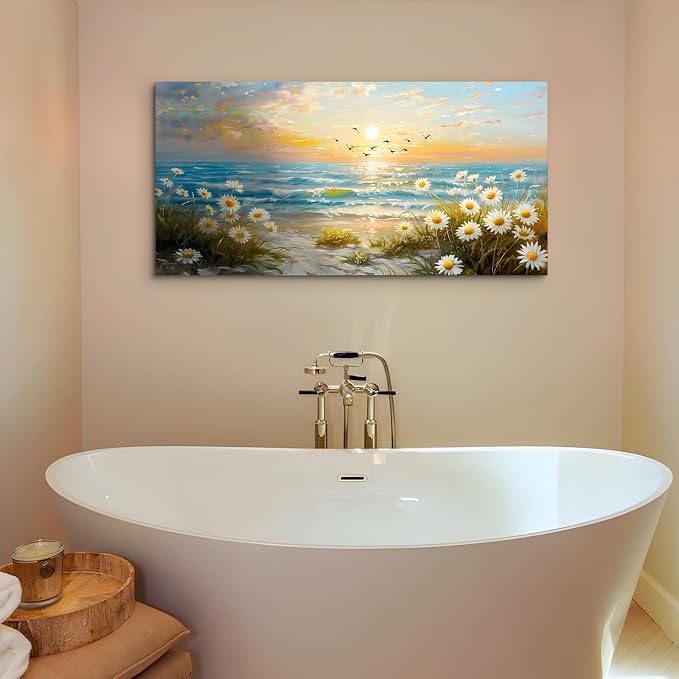 SERIMINO Large Canvas Wall Art Prints, Ocean Sunset Landscape Canvas Prints - Image 4