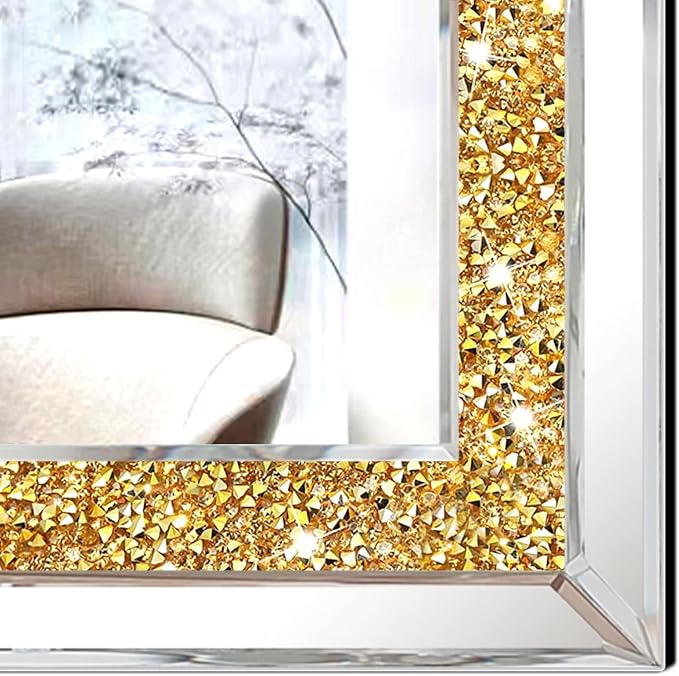 2 Piece Wall Mirrors, Crush Diamond Wall Decor - Image 3