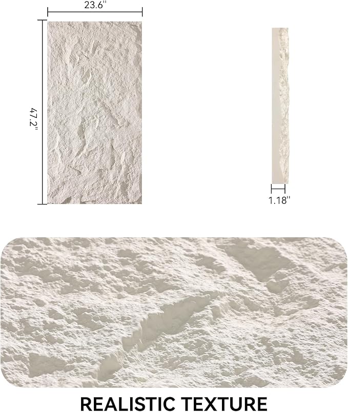 OUZUGIE 4 PCS Faux Stone Wall Panel 47.2’’ x 23.6’’ Interior Exterior Wall - Image 3