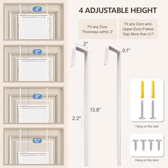 50"x16" Door Mirror, Rustic Full Length Mirror, Over The Door Hanging Mirrors - Image 5