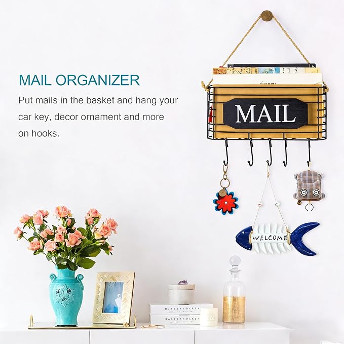 SRIWATANA Mail Key Holder for Wall, Mail Organizer Wall Mount, Small Size - Image 2