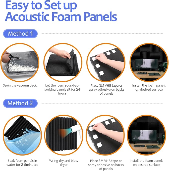 80 Pack Acoustic Foam Panels, High Density Sound Absorbing Panels, Soundproof - Image 7
