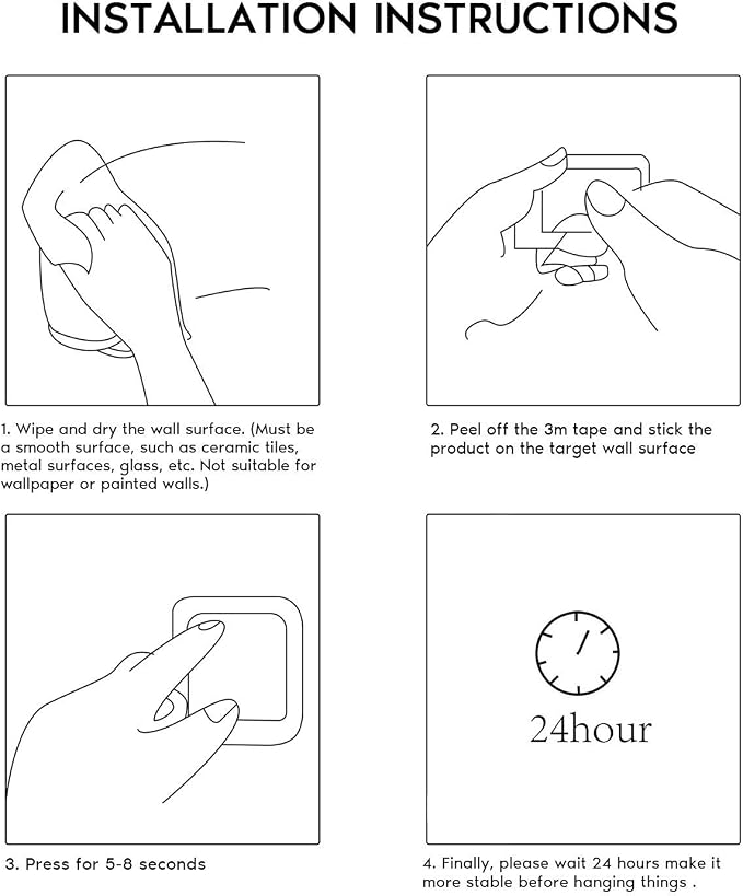 DELITON Gold Towel Hooks- 4 Pack Adhesive Hook - Image 6