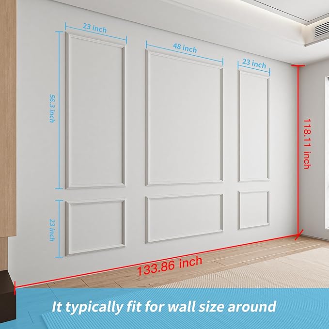 Art3d Pre-Cut Wall Molding Set of 6 pcs, Ready-to-Assemble Wainscoting Panels - Image 7