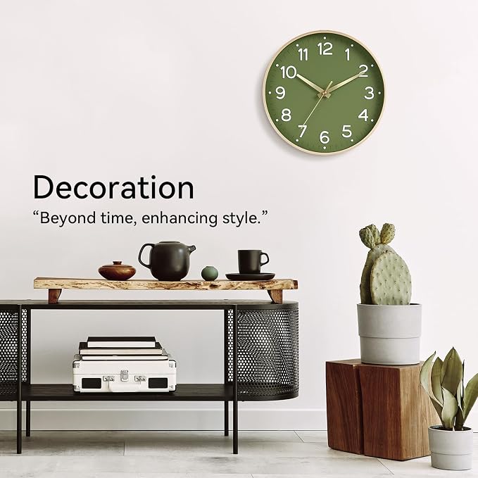 Roymnie Wall Clock Green, Silent Wall Clocks Battery Operated 8 Inch-Modern Non - Image 7