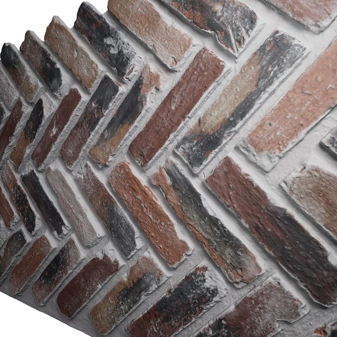 EverStone Herringbone Faux Brick Panel, 46 1/2"W x 25 1/4"H x 1"D, Farmhouse - Image 7