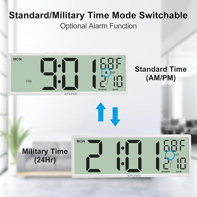 14.5'' Large Digital Wall Clock Battery Operated - Image 3