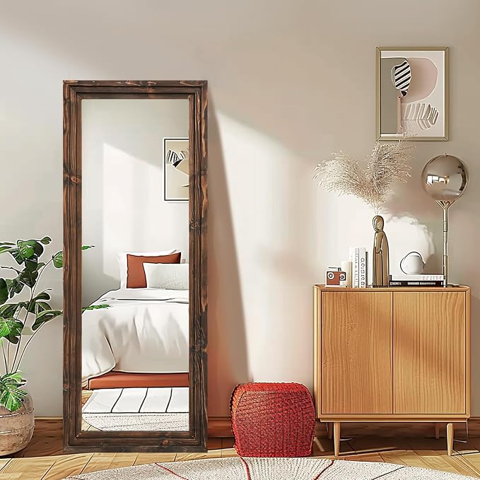 Full Length Mirror 58"x22" Solid Wood Frame Floor Large Mirror - Image 6