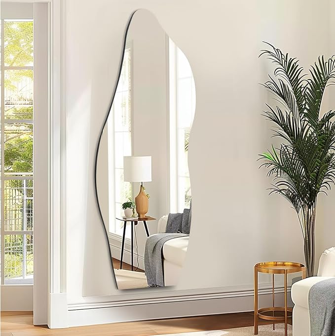 QDSSDECO Full Length Mirror 63"x24" Irregular Wall Mirror Wave Frameless - Image 2