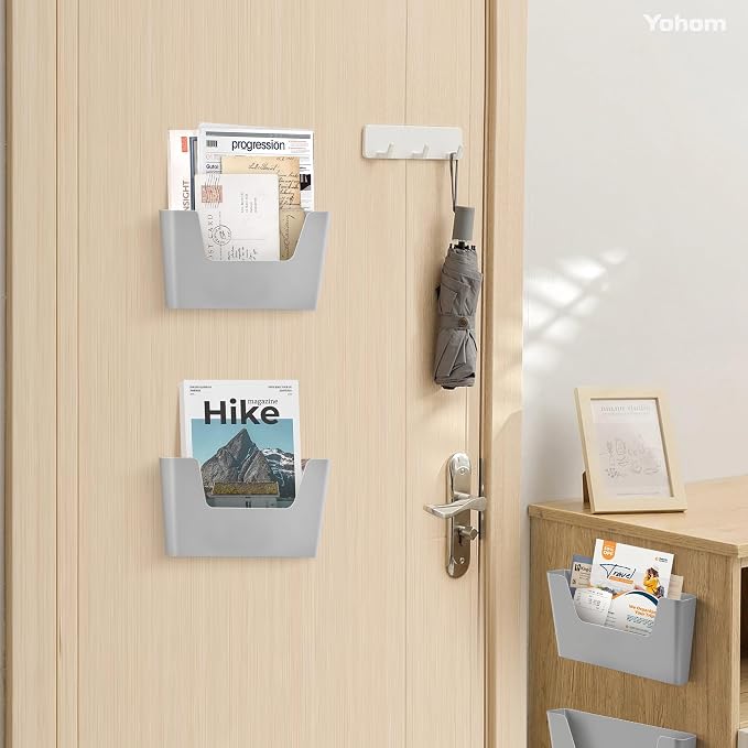 YOHOM Adhesive File Holder Plastic Document Folder Door No Drilling Mount Mail - Image 4