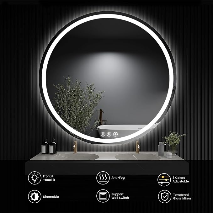 LED Bathroom Mirror 40 Inch Round Bathroom Mirror - Image 6