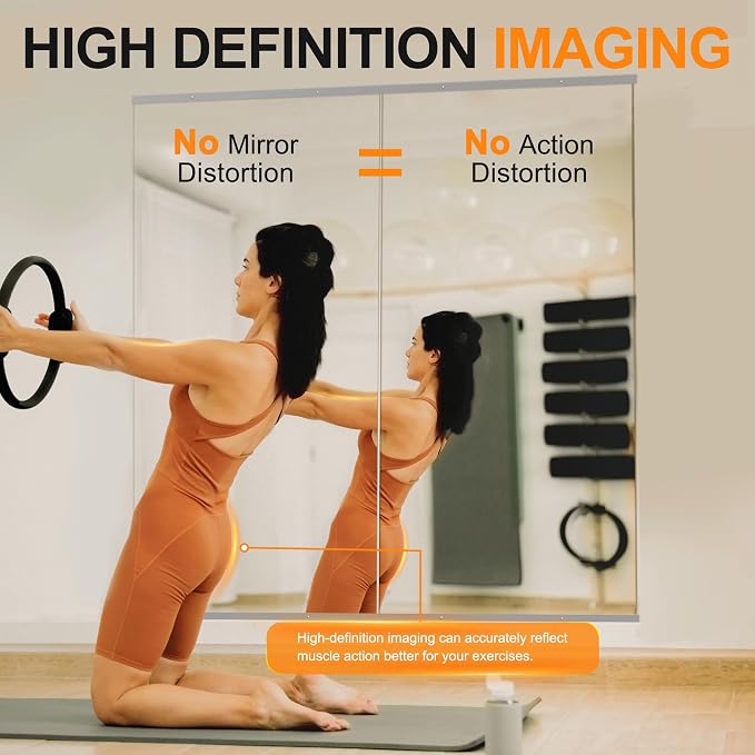 Delma Home Gym Mirror, Large Full Body Tempered Glass Frameless, Wall-Mounted - Image 2