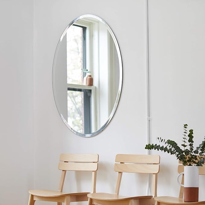 Better Bevel Frameless Oval Mirror, 23.5" x 33" Bathroom Wall Mirror w/Beveled - Image 3