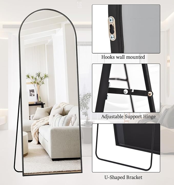 Rowjut 64"x21"Floor Mirror Arched Full Length Mirros, Mirror Floor Length - Image 4