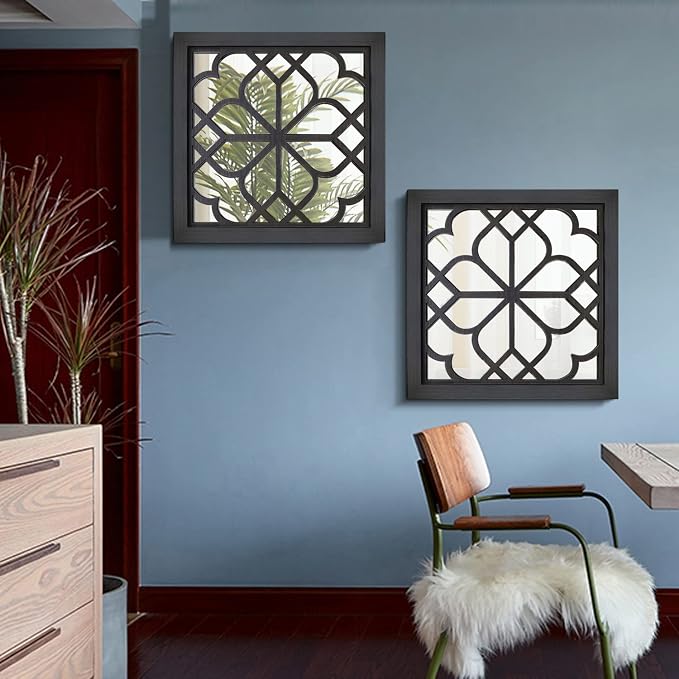 Wocred 2 PCS Square Wall Mirror, Gorgeous Rustic Farmhouse Accent Mirror - Image 7