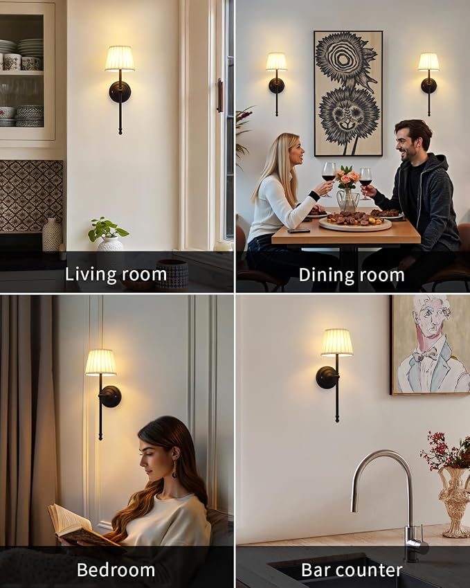 KDG Cordless Wall Sconces Set of 2, Small Wireless 5200mAh Rechargeable Battery - Image 7